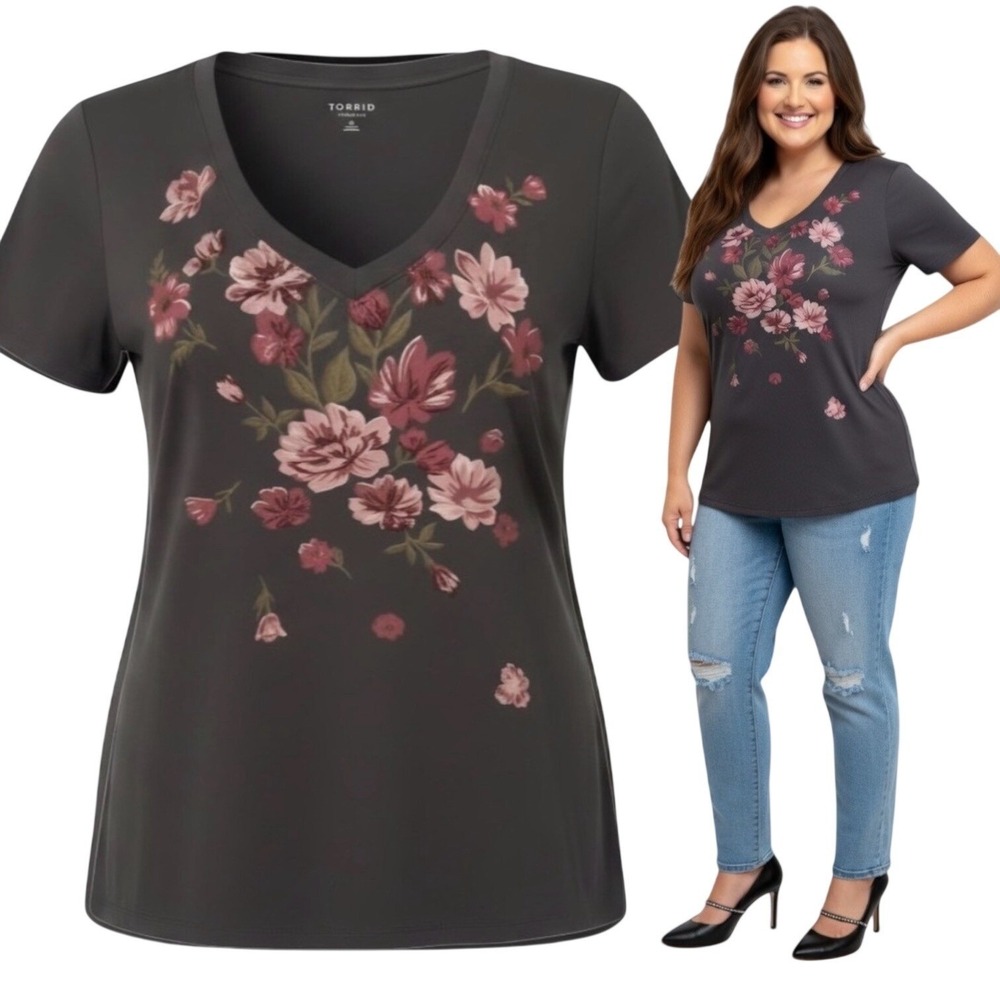 TORRID Classic Cotton V-Neck "Ballet Floral" Tee NWT Size 3X